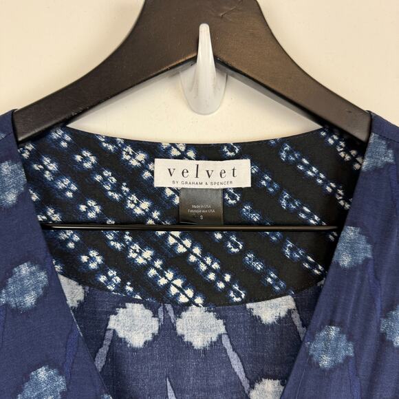 Velvet by Graham & Spencer Cady Slim Leg Ikat Jumpsuit Blue Rayon - S - Picture 3 of 9